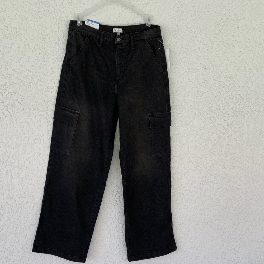Jessica Simpson Cargo high rise wide leg stretch jeans size 10